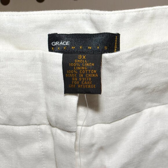 Plus Size 3X Grace Elements Sanibel Linen White Cropped Capri Pants NWT - Picture 7 of 14